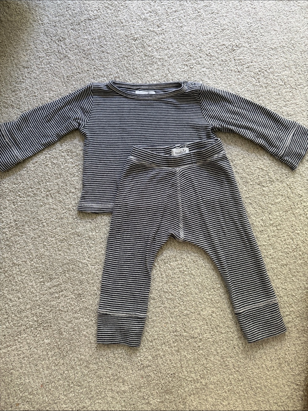 Mud Pie Navy & White Striped Long-Sleeve One-Piece Set